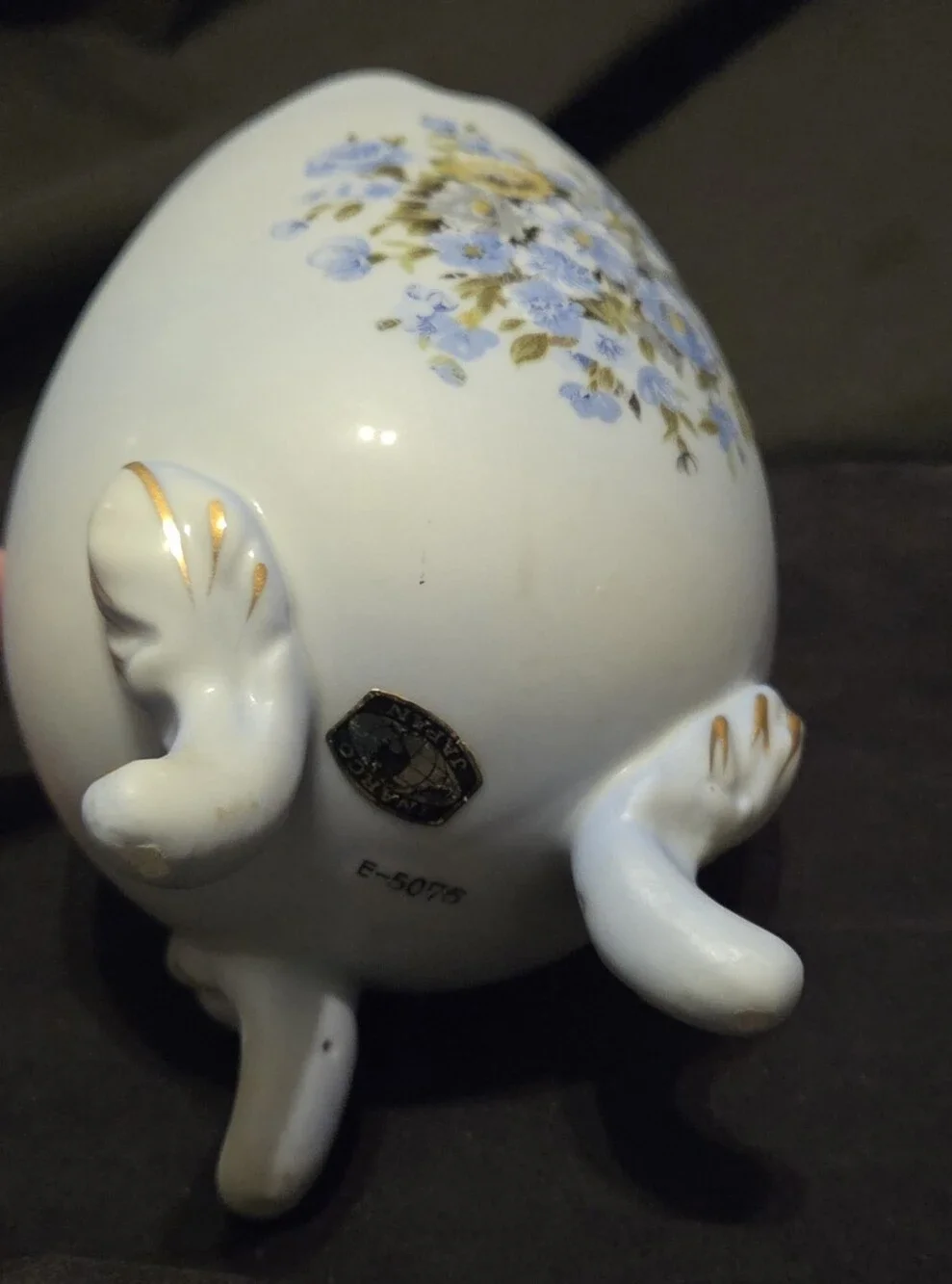 Vintage Blue Inarco Japan Porcelain Cracked Egg Vase 5.5